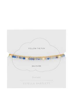 Estella Bartlett Follow The Fun Mixed Pearl and Aventurine Layered Chain Bracelet, Gold - view 2, Gold