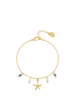 Estella Bartlett Feeling Beachy Starfish Pearl and Agate Charm Bracelet, Gold, Gold