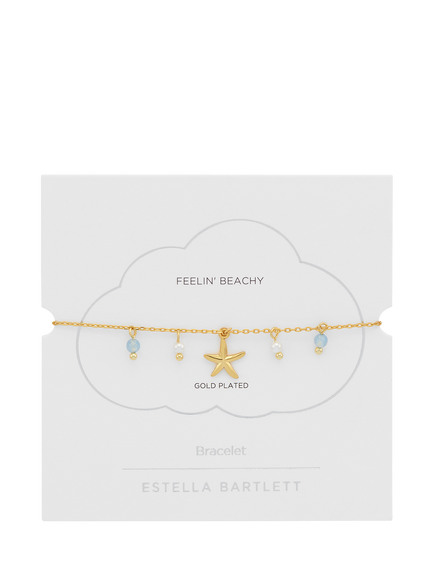 Estella Bartlett Feeling Beachy Starfish Pearl and Agate Charm Bracelet, Gold - view 2, Gold