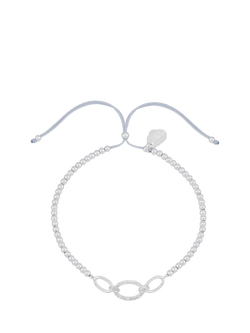 Estella Bartlett Shine Bright Louise Cubic Zirconia Oval Link Beaded Bracelet, Silver, Silver