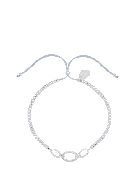 Estella Bartlett Shine Bright Louise Cubic Zirconia Oval Link Beaded Bracelet, Silver, Silver