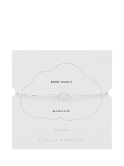 Estella Bartlett Shine Bright Louise Cubic Zirconia Oval Link Beaded Bracelet, Silver - view 2, Silver