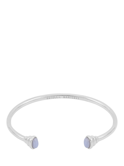 Estella Bartlett THE EDIT Cabochon Chalcedony Open Bangle, Silver, Silver