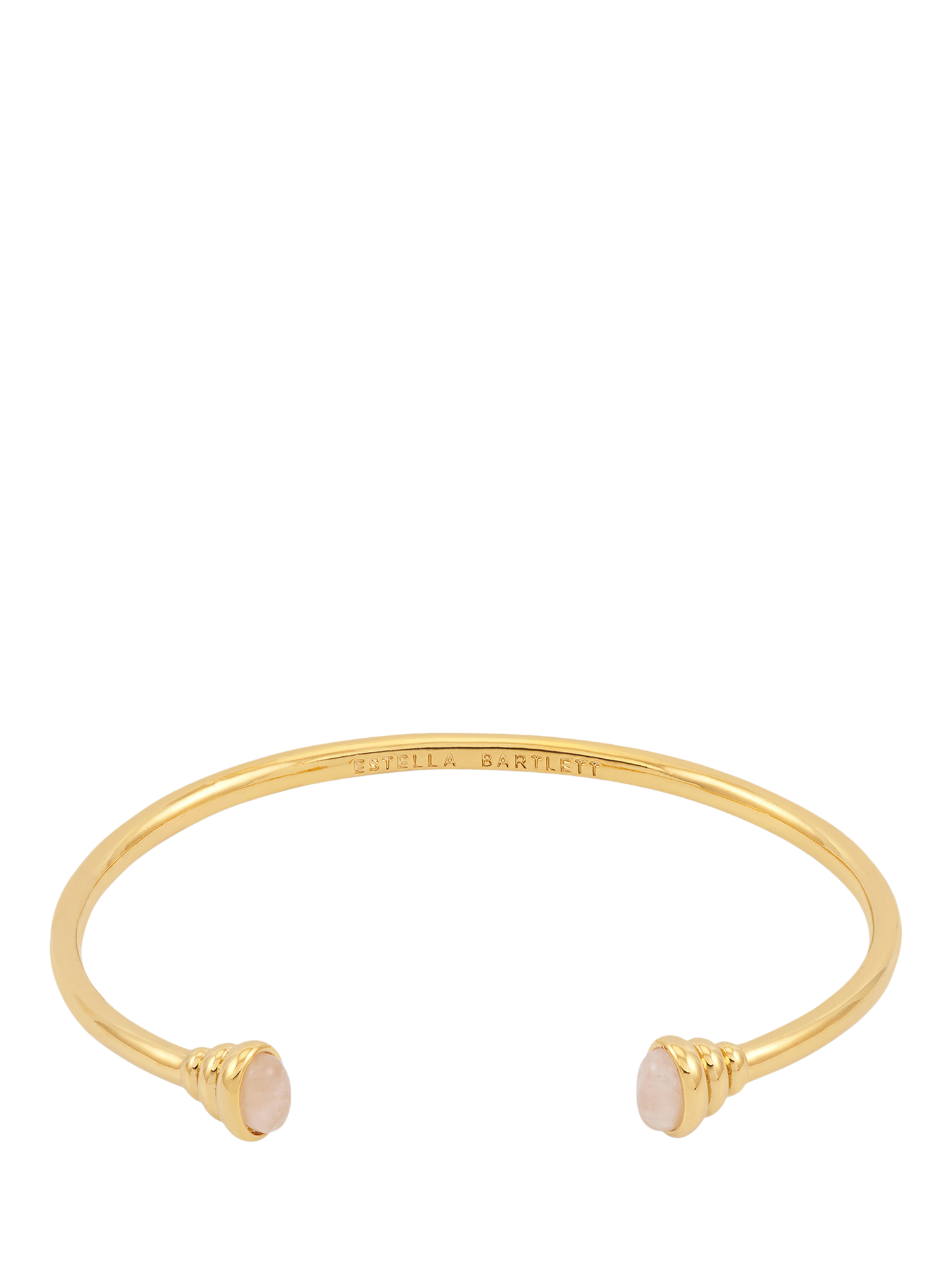 Product image 1 of 3, which shows Estella Bartlett THE EDIT Cabochon Rose Quartz Open Bangle, Gold