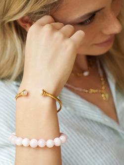 Estella Bartlett THE EDIT Cabochon Rose Quartz Open Bangle, Gold - view 2, Gold