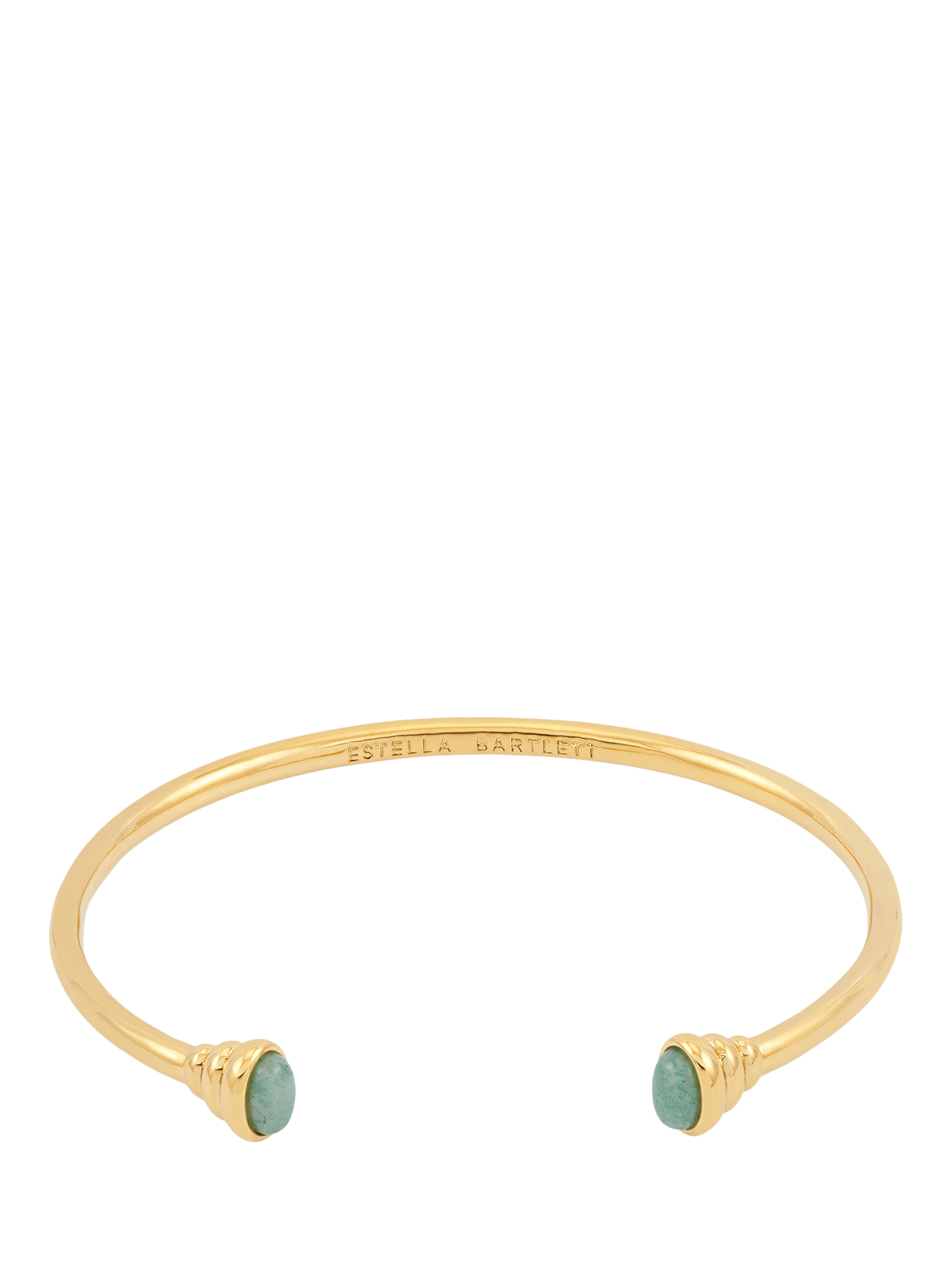 Product image 1 of 3, which shows Estella Bartlett THE EDIT Cabochon Aventurine Open Bangle, Gold