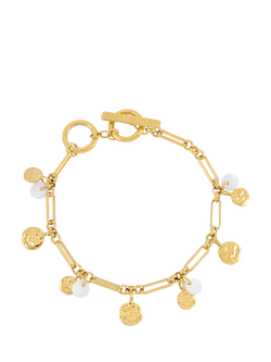 Estella Bartlett THE EDIT Coin and Pearl Chain Bracelet, Gold, Gold