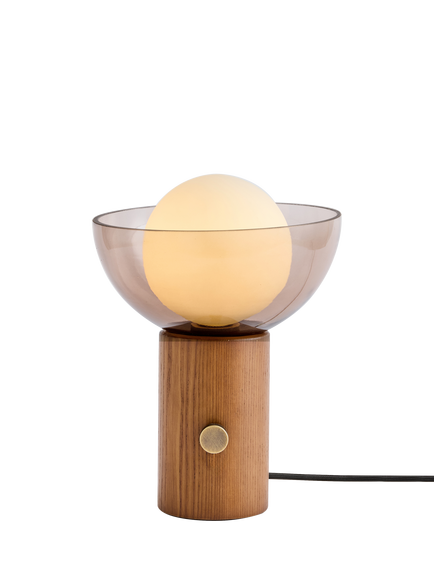 MADE Layla Glass Orb Table Lamp, Walnut, Walnut