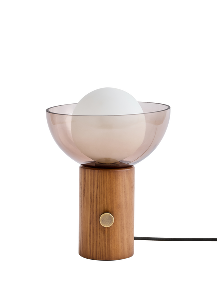 MADE Layla Glass Orb Table Lamp, Walnut - view 2, Walnut