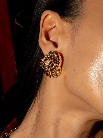 By Alona Lolita Braided Earrings, Gold - view 2, Gold