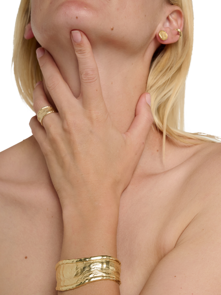 TUTTI Statement Open Cuff Bangle - view 2, Gold