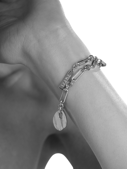 TUTTI Disc Pendant Chain Bracelet, Silver - view 2, Silver