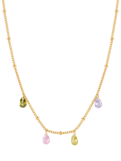 Estella Bartlett Live Colourfully Cubic Zirconia Drop Necklace, Gold, Gold