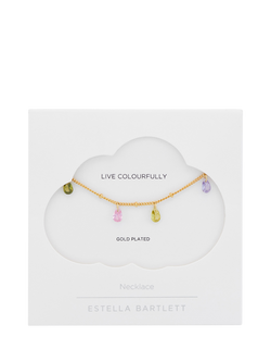 Estella Bartlett Live Colourfully Cubic Zirconia Drop Necklace, Gold - view 2, Gold