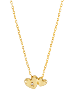 Estella Bartlett Love Double Heart and Cubic Zirconia Necklace, Gold, Gold