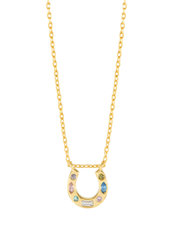 Estella Bartlett Lucky You Multi Cubic Zirconia Horseshoe Necklace, Gold, Gold