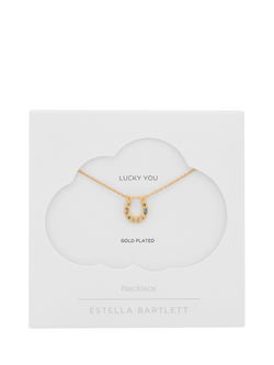 Estella Bartlett Lucky You Multi Cubic Zirconia Horseshoe Necklace, Gold - view 2, Gold