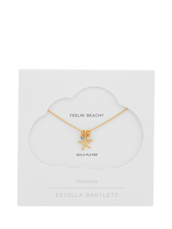 Estella Bartlett Feeling Beachy Pearl and Agate Starfish Charm Pendant Necklace, Gold - view 2, Gold