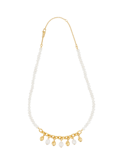 Estella Bartlett THE EDIT Pearl and Molten Pebble Charm Necklace, Gold, Gold