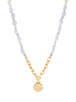 Estella Bartlett THE EDIT Gemstone Seashell Pendant Necklace, Gold, Gold