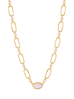 Estella Bartlett THE EDIT Oval Rose Quartz Chain Link Necklace, Gold, Gold