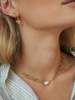 Estella Bartlett THE EDIT Oval Rose Quartz Chain Link Necklace, Gold - view 2, Gold