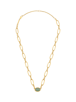 Estella Bartlett THE EDIT Oval Aventurine Chain Link Necklace, Gold, Gold