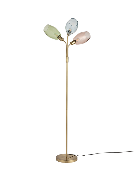 MADE Isla 3 Arm Glass Shade Floor Lamp, Multi - view 2, Multi