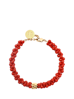 By Alona Jerry Beaded Shell Bracelet, Gold Red, Gold Red