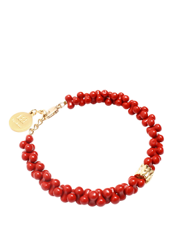 By Alona Jerry Beaded Shell Bracelet, Gold Red - view 2, Gold Red