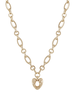 TUTTI Chunky Chain Heart Pendant Necklace, Gold, Gold