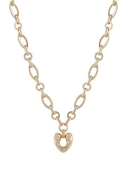 TUTTI Chunky Chain Heart Pendant Necklace, Gold, Gold