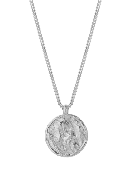 TUTTI Textured Disc Pendant Necklace, Silver