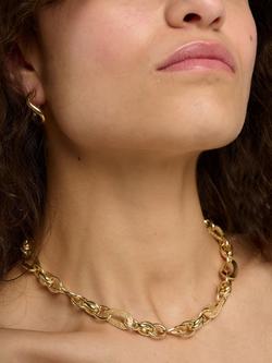 TUTTI Flat Waved Chain Necklace, Gold - view 2, Gold