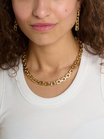 TUTTI Square Link Chain Necklace, Gold - view 2, Gold
