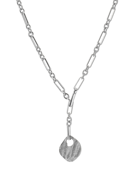 TUTTI Disc Pendant Chain Necklace, Silver, Silver