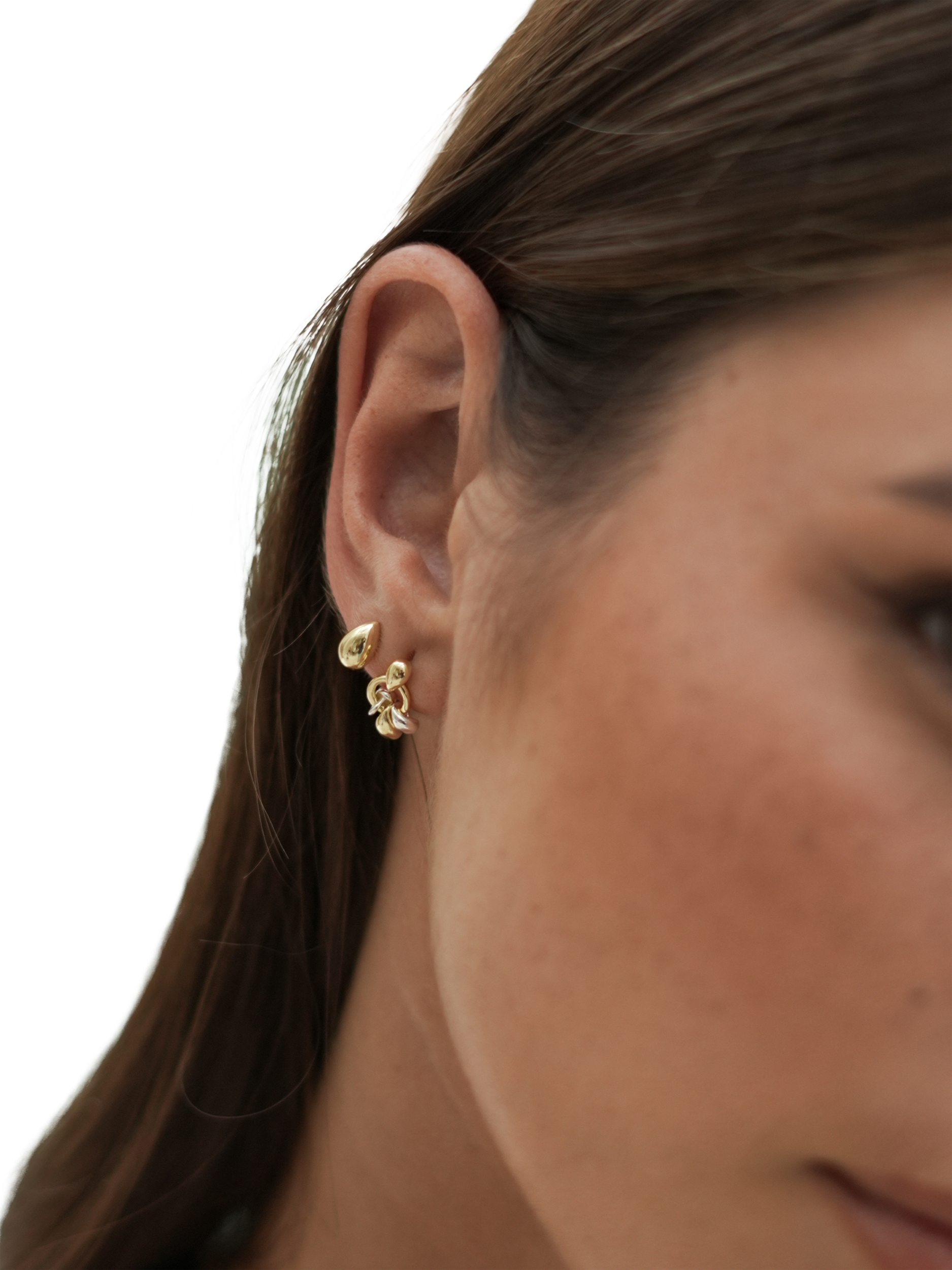 Product image 2 of 3, which shows Estella Bartlett Mini Teardrop Stud Earrings, Gold