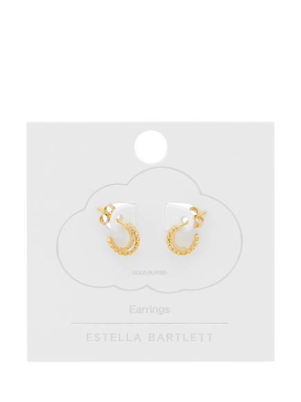 Estella Bartlett Heart Cubic Zirconia Double Illusion Demi Hoop Earrings, Gold - view 2, Gold