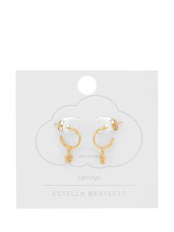 Estella Bartlett Cubic Zirconia Flower Drop Hoop Earrings, Gold - view 2, Gold