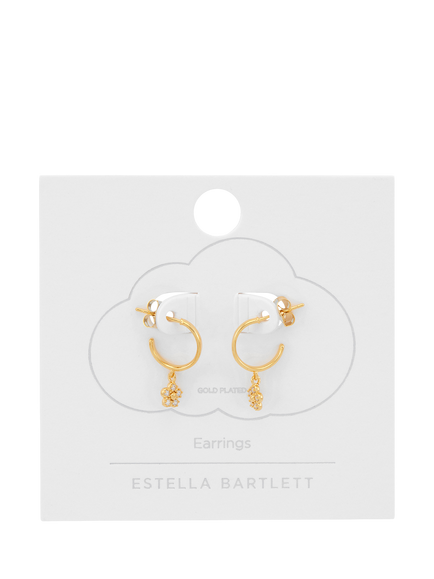 Estella Bartlett Cubic Zirconia Flower Drop Hoop Earrings, Gold - view 2, Gold