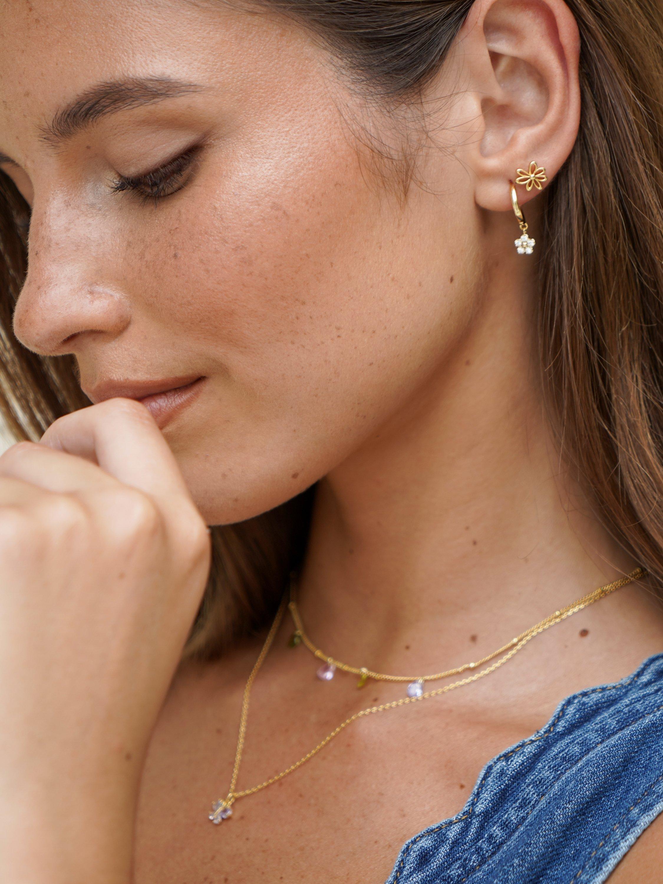 Product image 2 of 3, which shows Estella Bartlett Mini Doodle Flower Studs, Gold