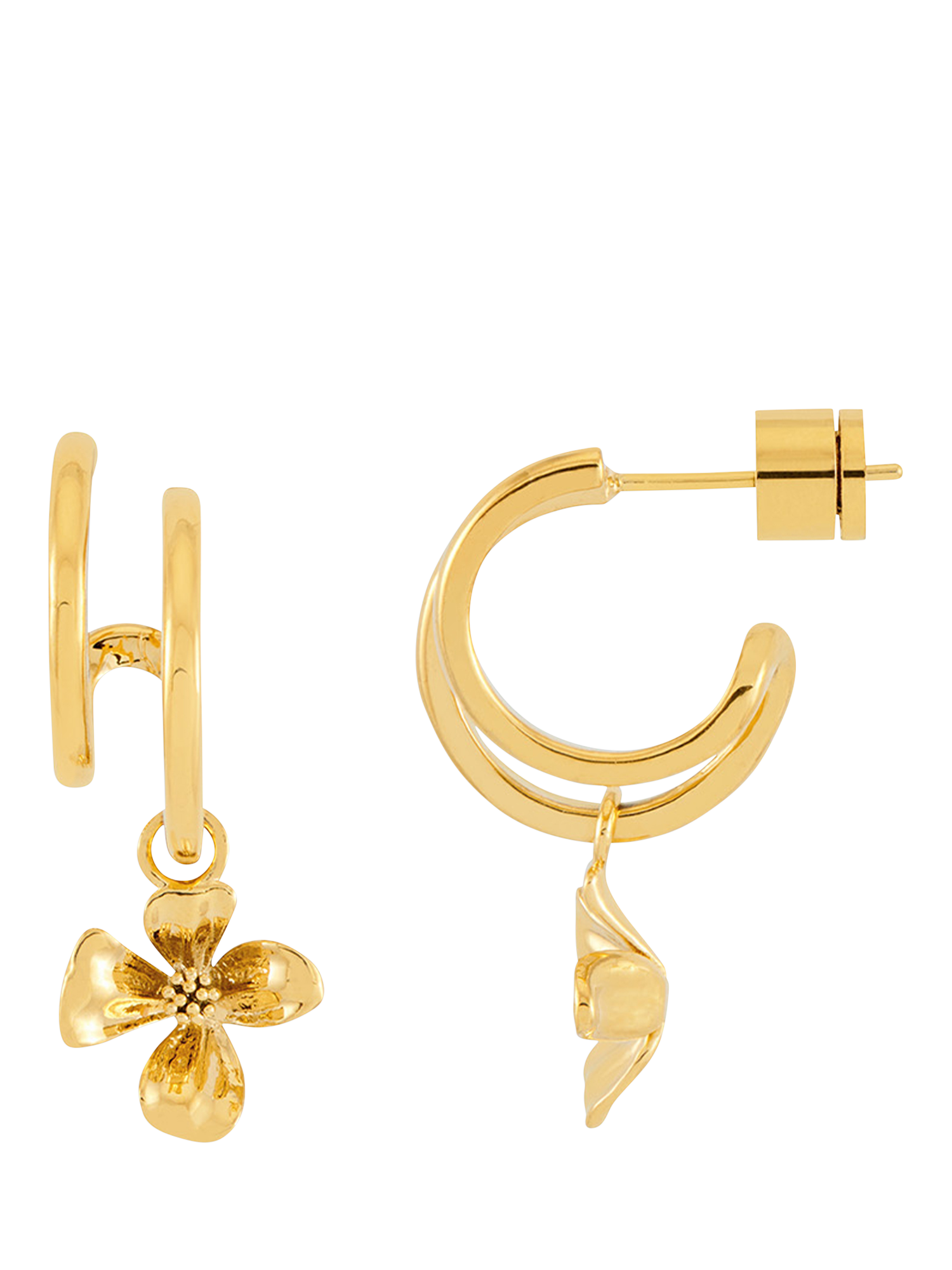 Product image 1 of 3, which shows Estella Bartlett THE EDIT Waterproof Flower Illusion Hoop Earring, Gold