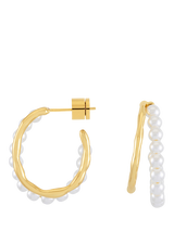 Estella Bartlett THE EDIT Pearl and Molten Metal Double Illusion Hoop Earrings, Gold