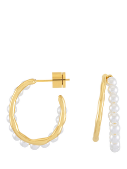 Estella Bartlett THE EDIT Pearl and Molten Metal Double Illusion Hoop Earrings, Gold, Gold
