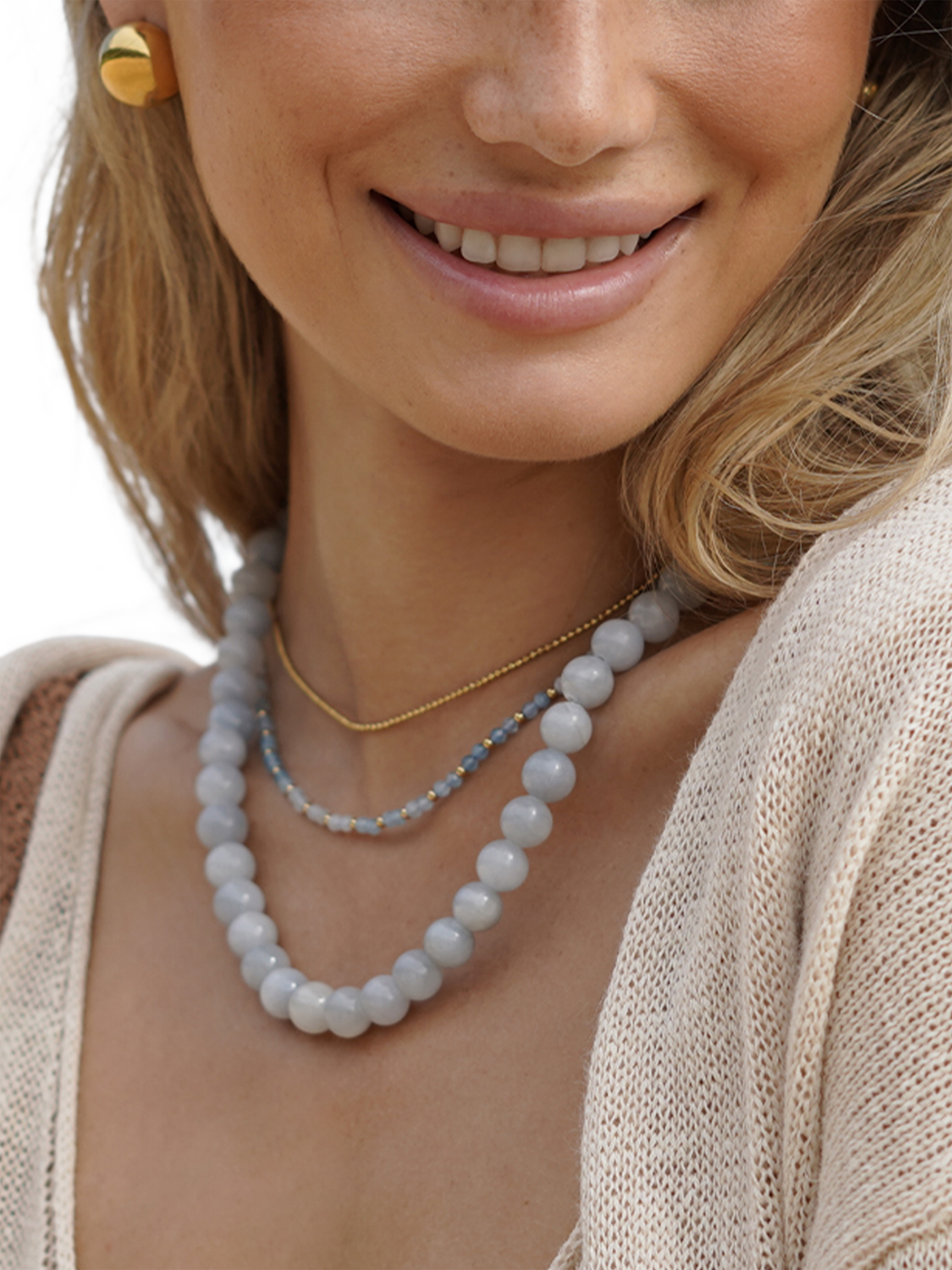 Product image 2 of 3, which shows Estella Bartlett The Edit Maxi Ball Stud Earrings, Gold