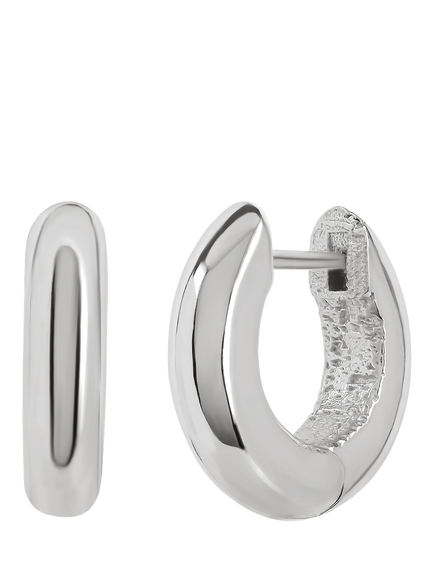 TUTTI Waved Hoop Earrings, Silver, Silver