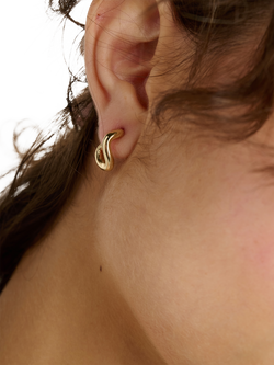 TUTTI Waved Hoop Earrings, Gold - view 2, Gold