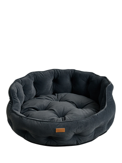 Joules Chesterfield Velvet Pet Bed, Grey