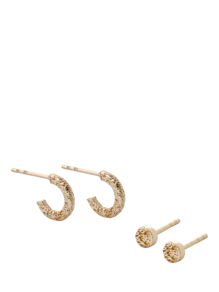 TUTTI Quest Textured Earrings Set, Pack of 2, Gold, Gold
