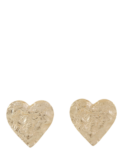 TUTTI Flat Heart Stud Earrings, Gold, Gold